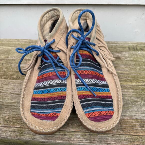 Twisted X Moccasins Bomber Aztec Southwestern Saddle Blanket Serape Fringe 7.5M - Picture 2 of 7